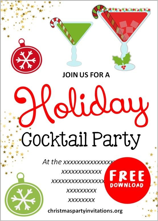 Free Printable Christmas Cocktail Party Invitations Templates