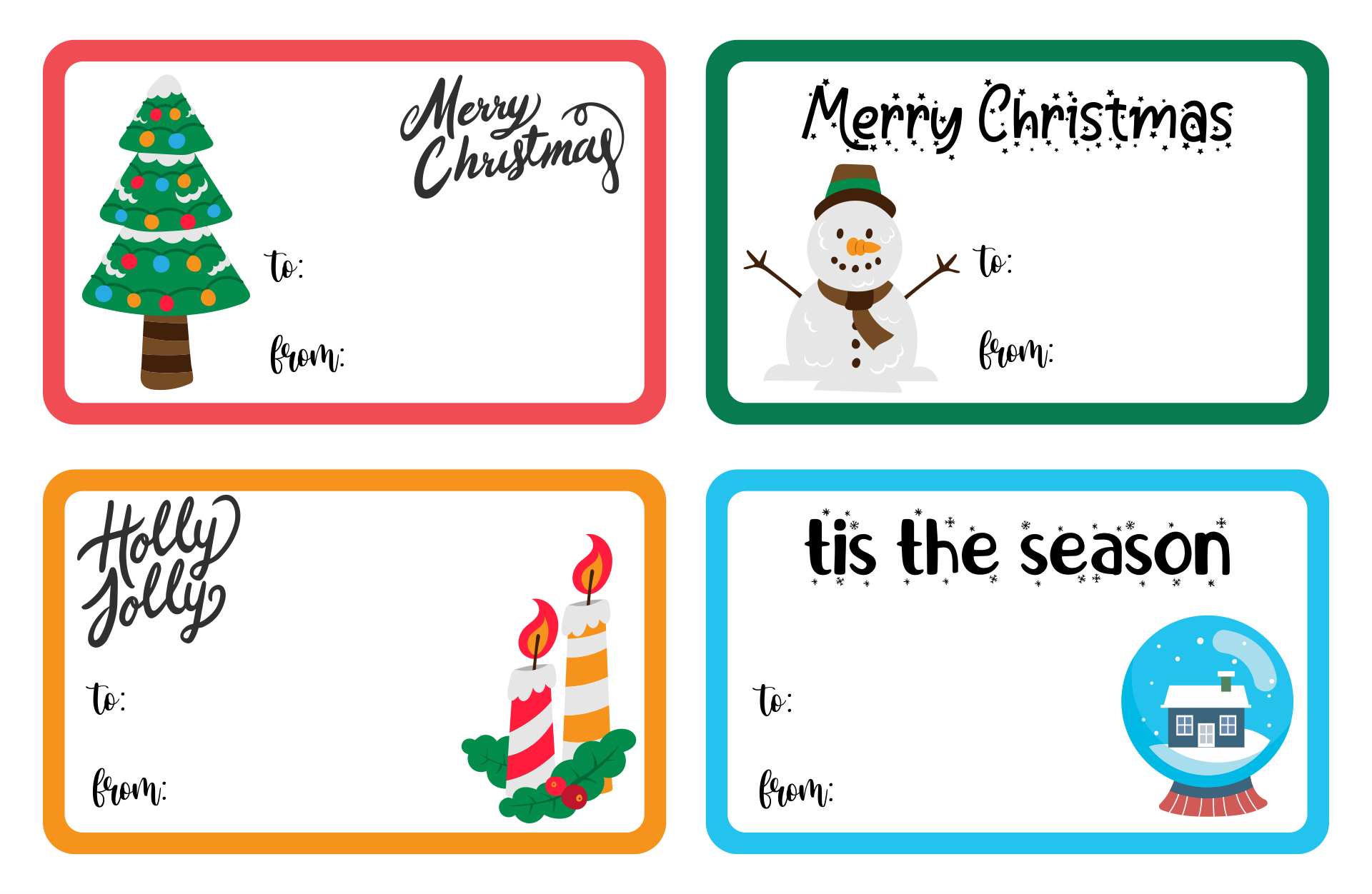 printable christmas card tags