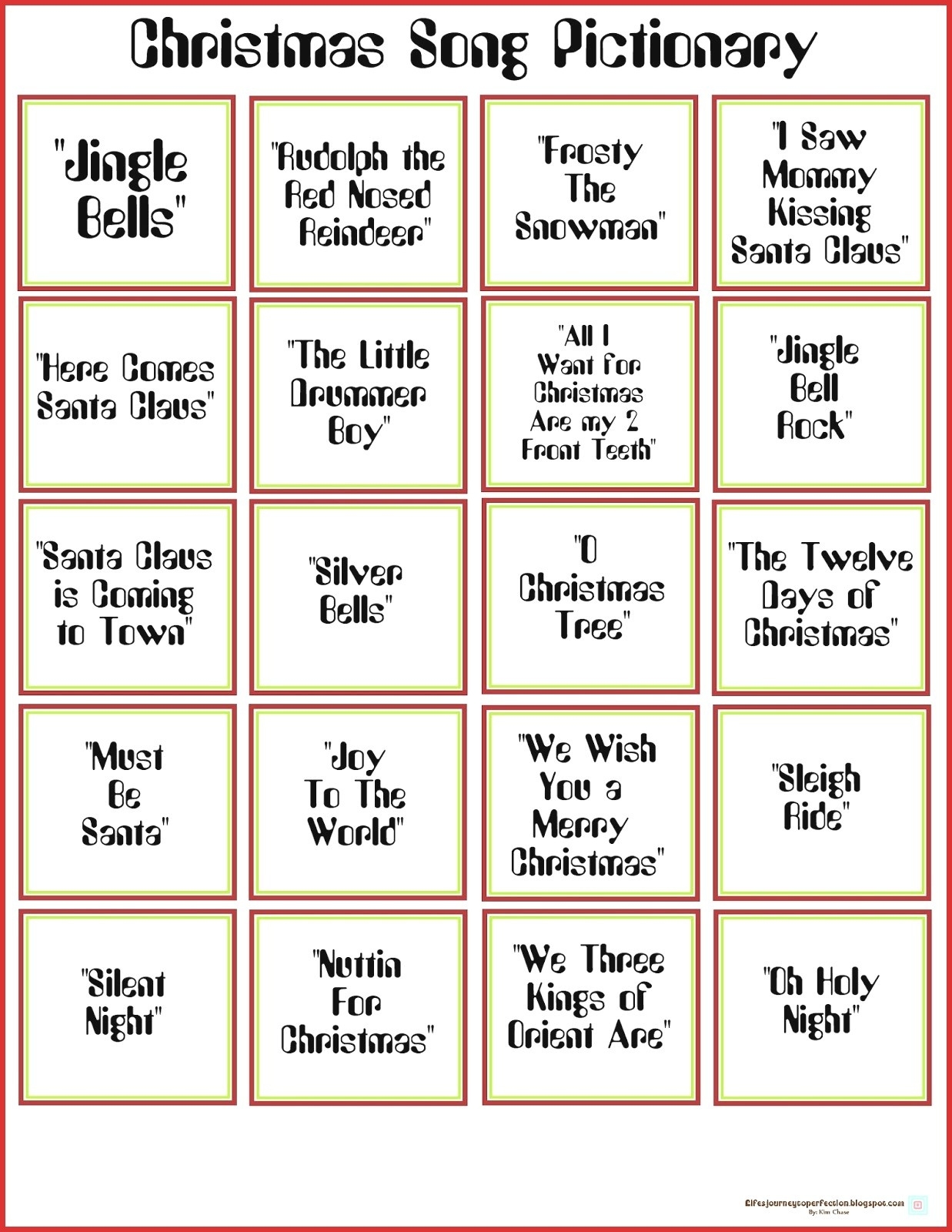 Free Printable Christmas Pictionary Cards