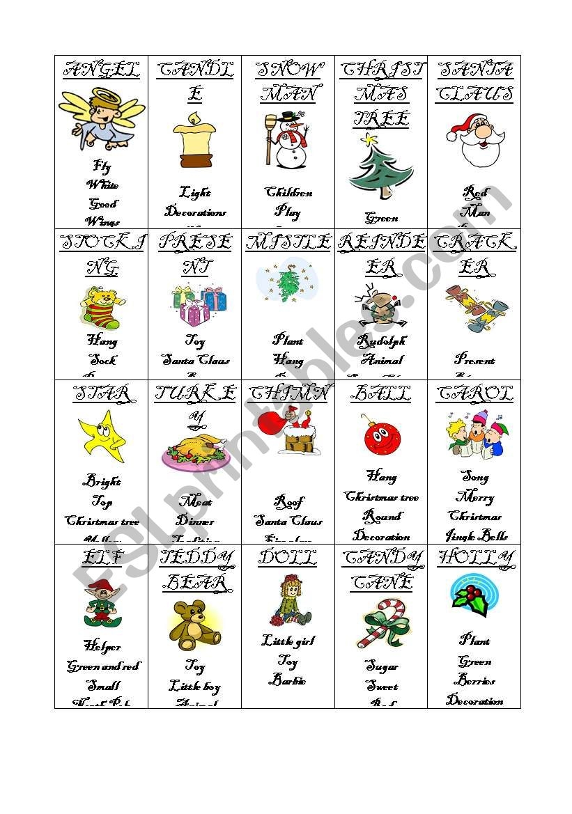 Free Printable Christmas Taboo Cards