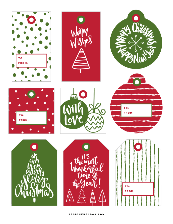 Free Printable Christmas Tags 9 Different Designs
