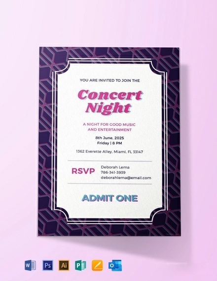 Free Printable Concert Ticket Invitations Bios Pics