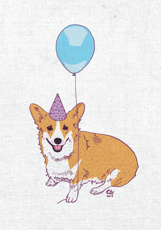 printable corgi card