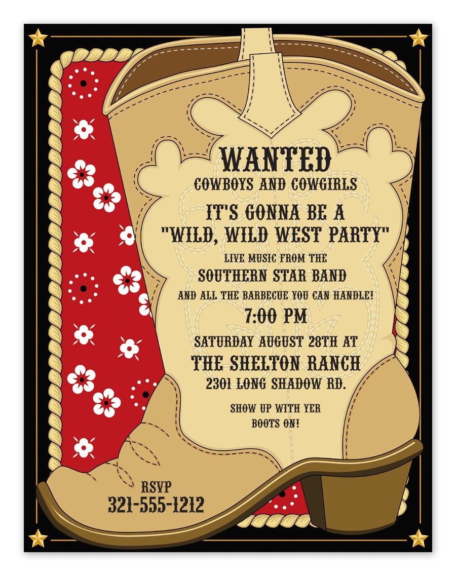 cowboy theme invitation template