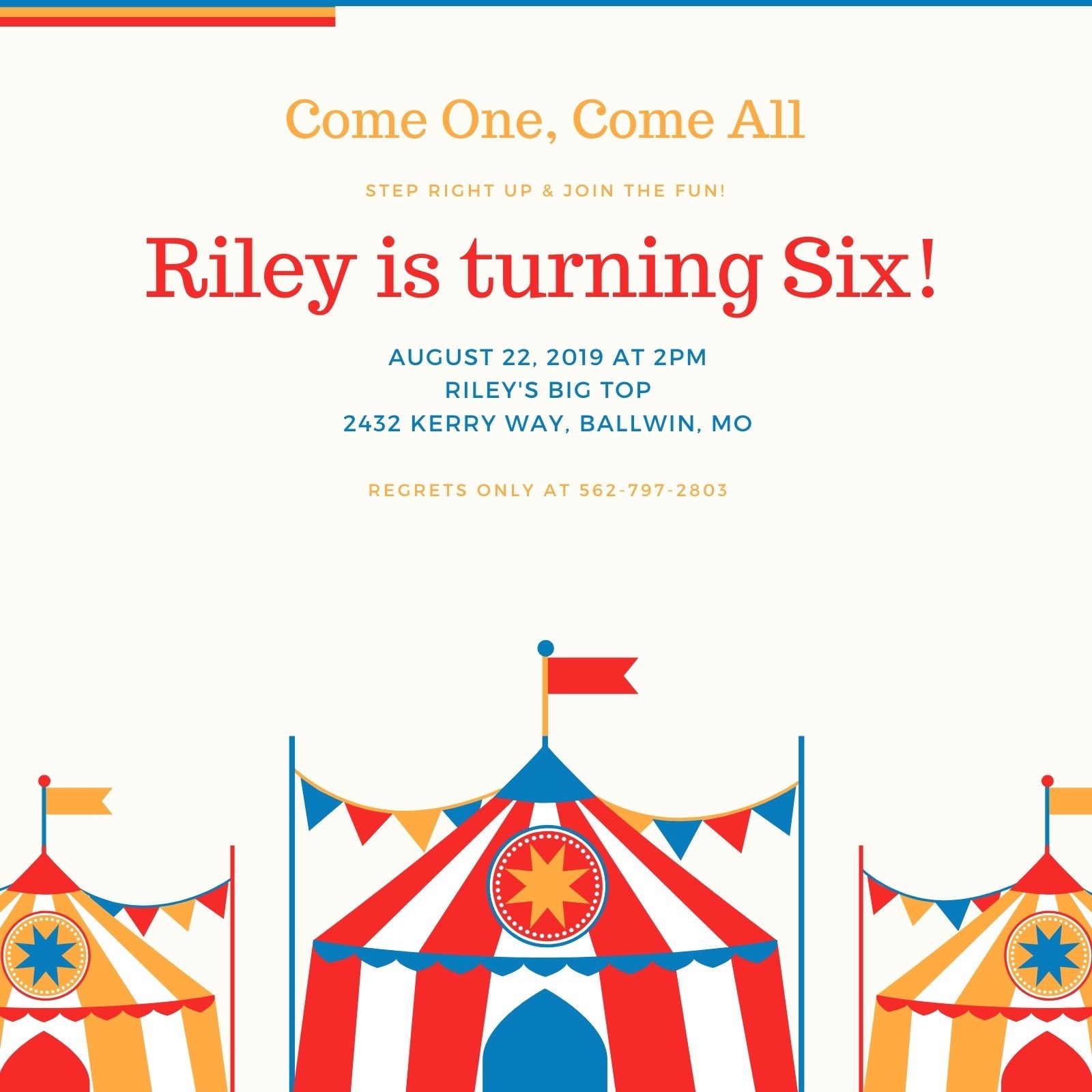 Free Printable Customizable Circus Invitation Templates Canva