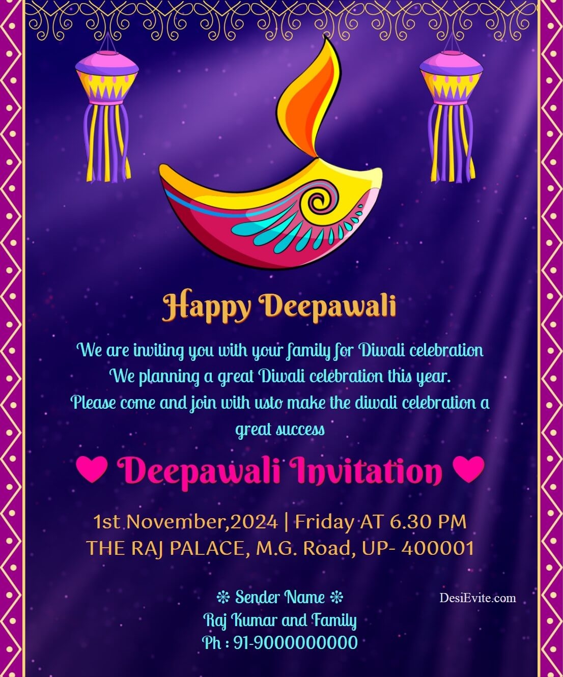 diwali invitation templates