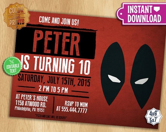 FREE Printable Deadpool Birthday Invitation Template FREE Invitation 