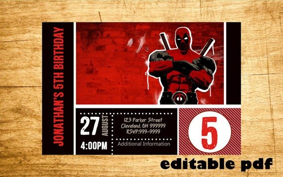 FREE Printable Deadpool Birthday Invitation Template FREE Invitation