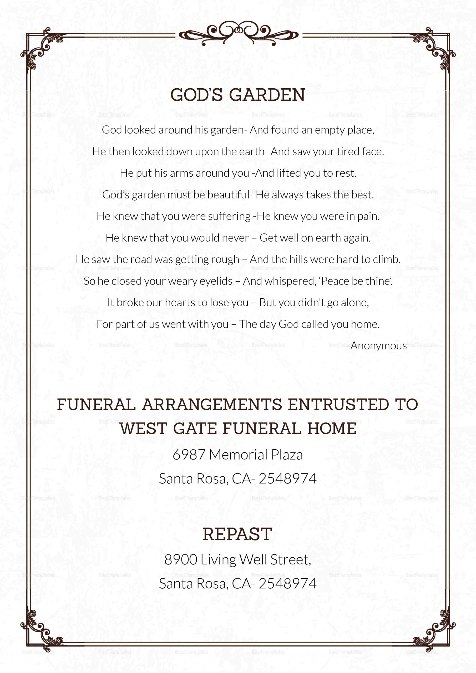 Free Printable Death Announcement Template Free Printable Templates