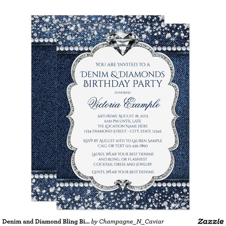 denim and diamonds invitation template free