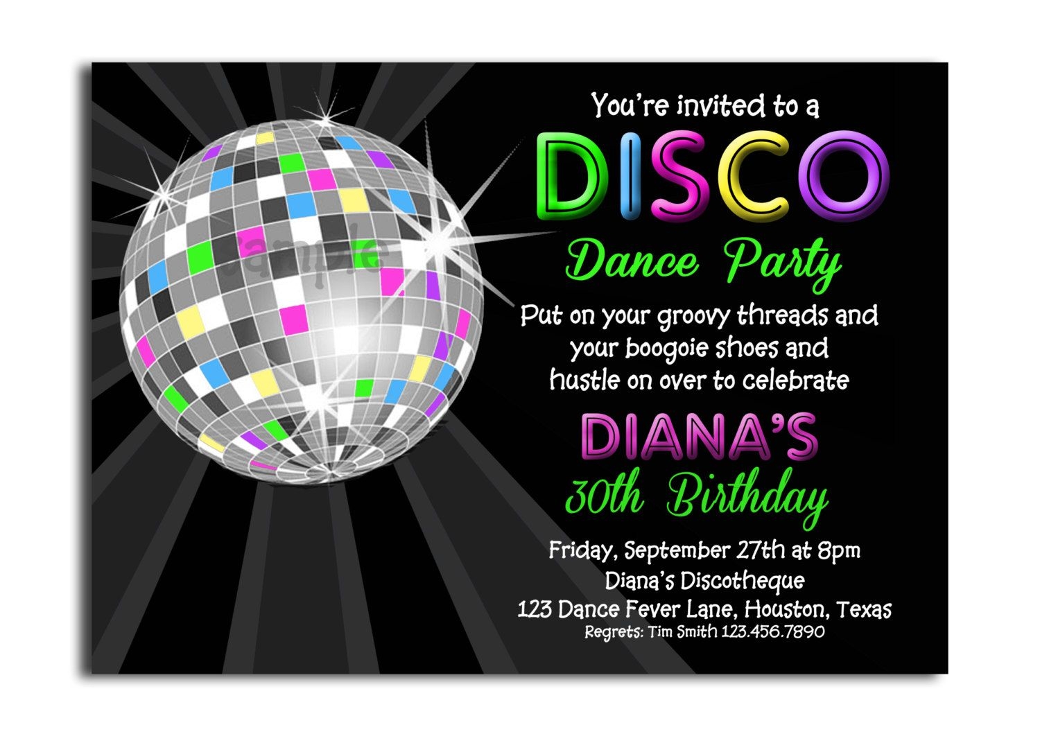 disco invitations free template