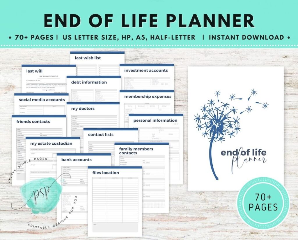 Free Printable End Of Life Planner Template Educational Printable