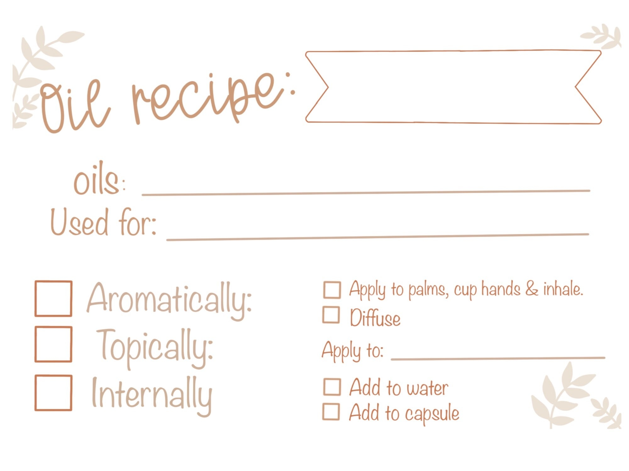 printable essential oil cards