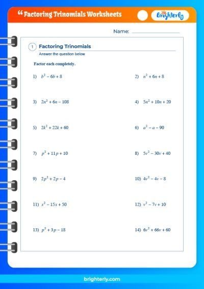 Free Printable Factoring Trinomials Worksheets PDFs Worksheets Library