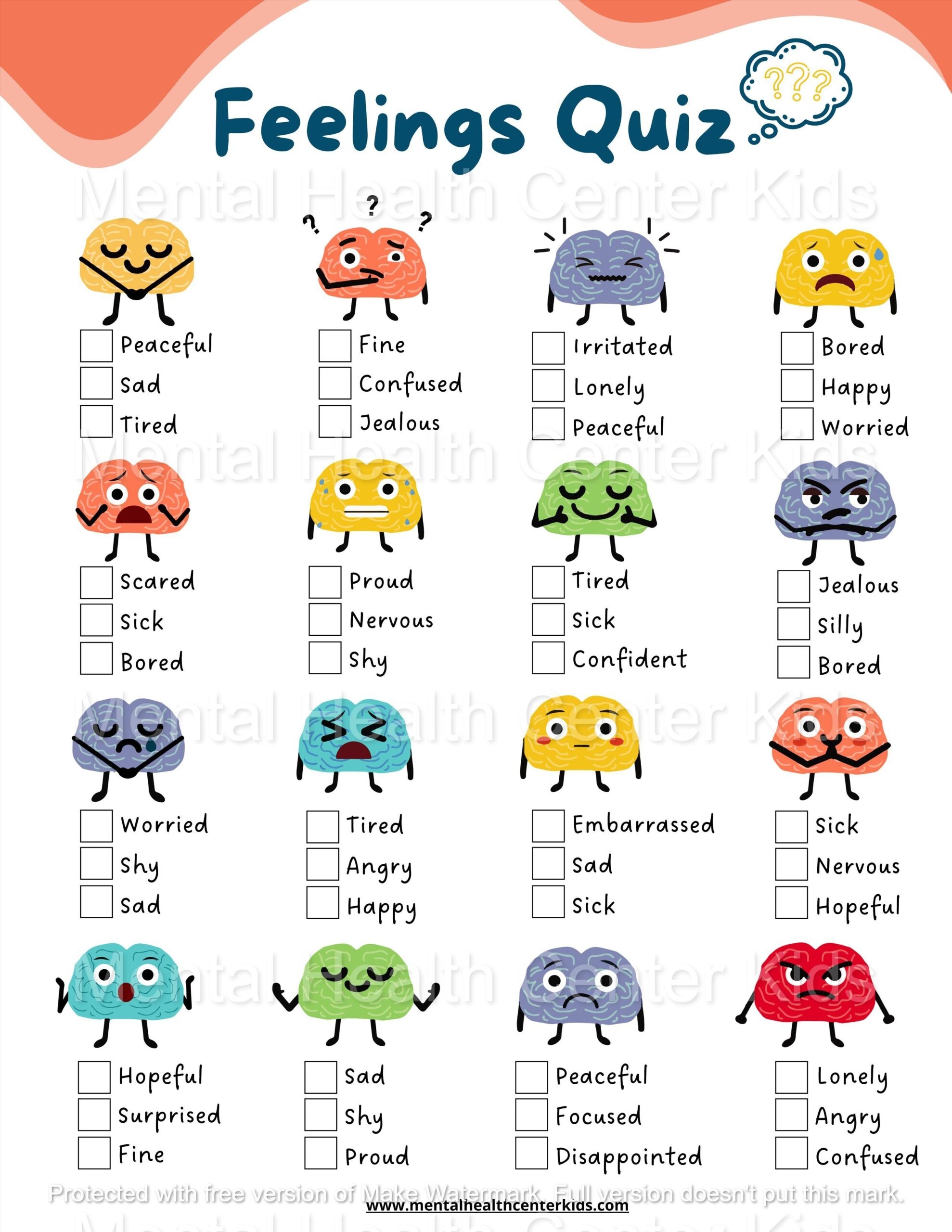 free printable feelings activities for kids