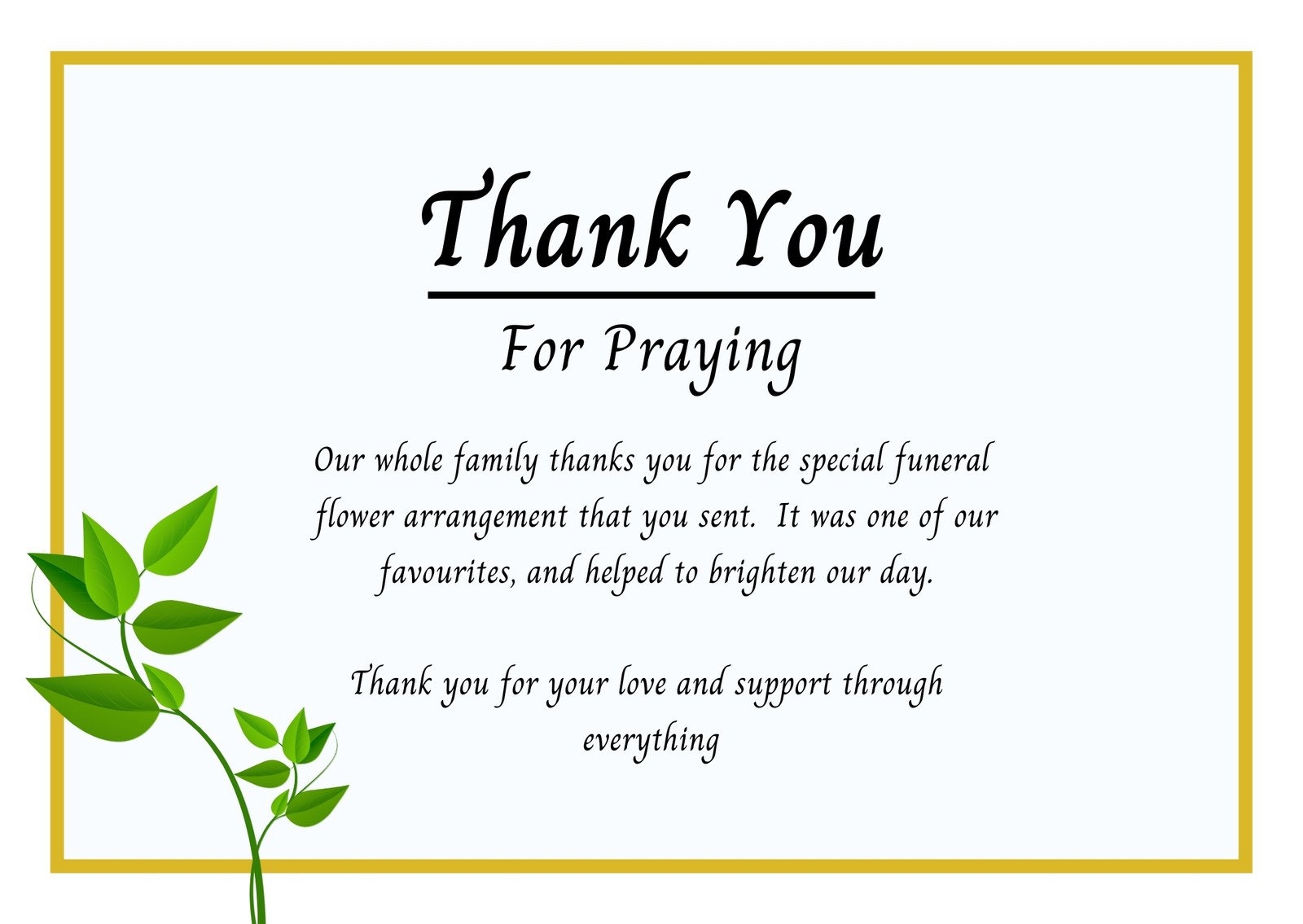 Free Printable Funeral Thank You Card Templates To 53 OFF