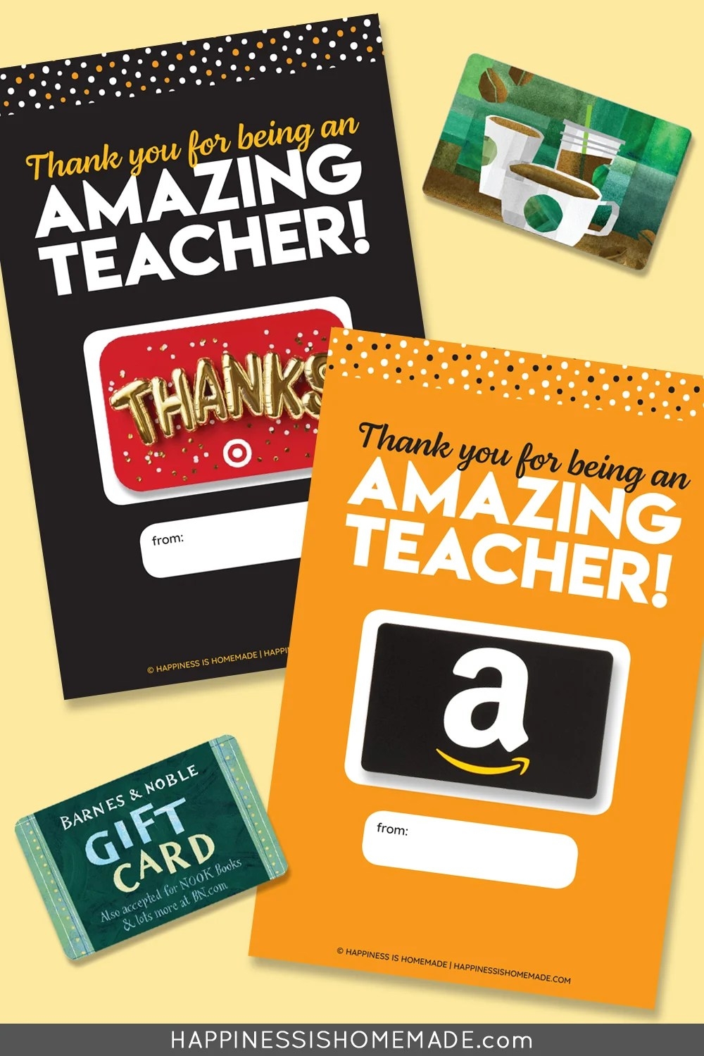 Free Printable Gift Card Holder For Teacher Gifts Happiness Is Homemade