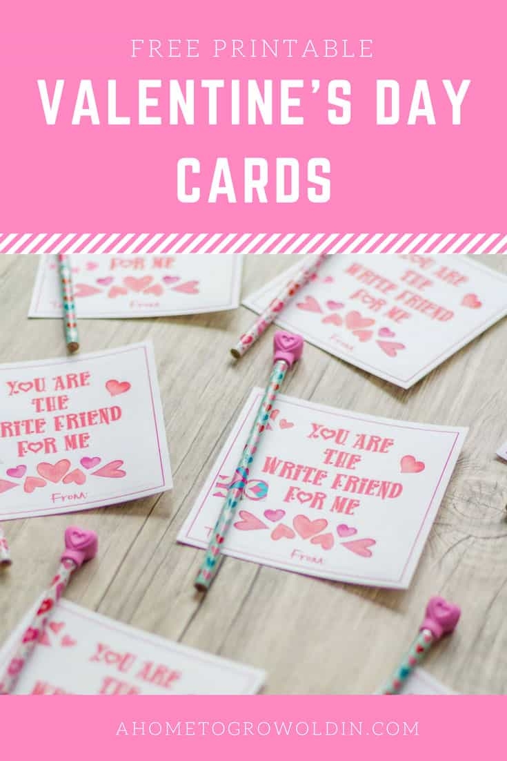 Free Printable Heart Valentine Cards To Give With Pencils A Home To 