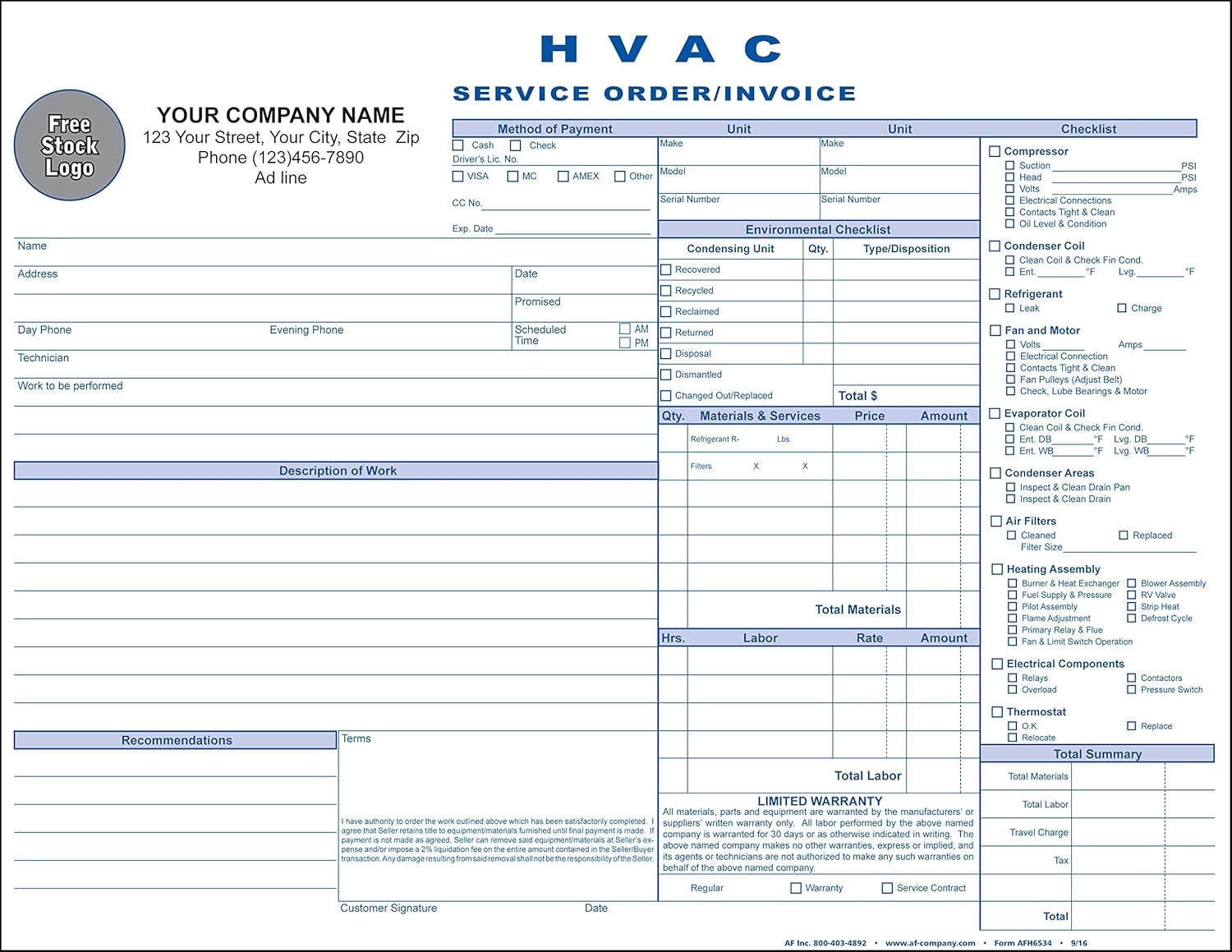 Free Printable Hvac Invoice Template Cutlopers