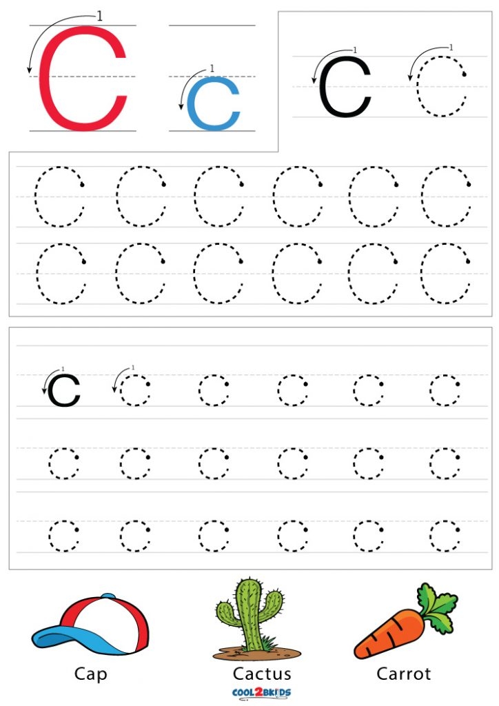 tracing the letter c worksheets