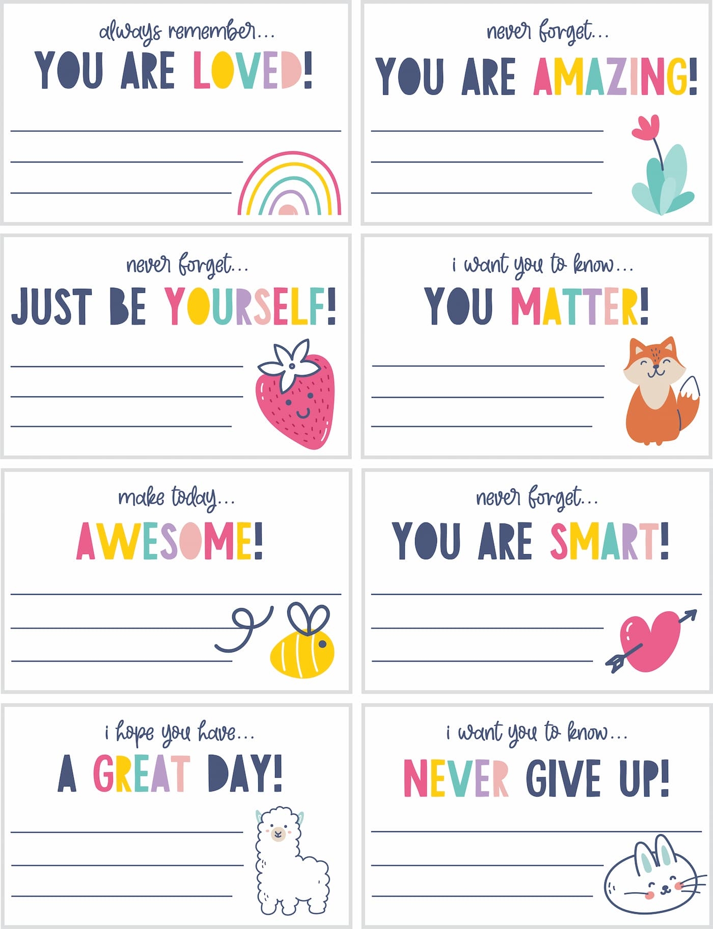 Free Printable Lunch Box Cards For Kids Favorite Printables