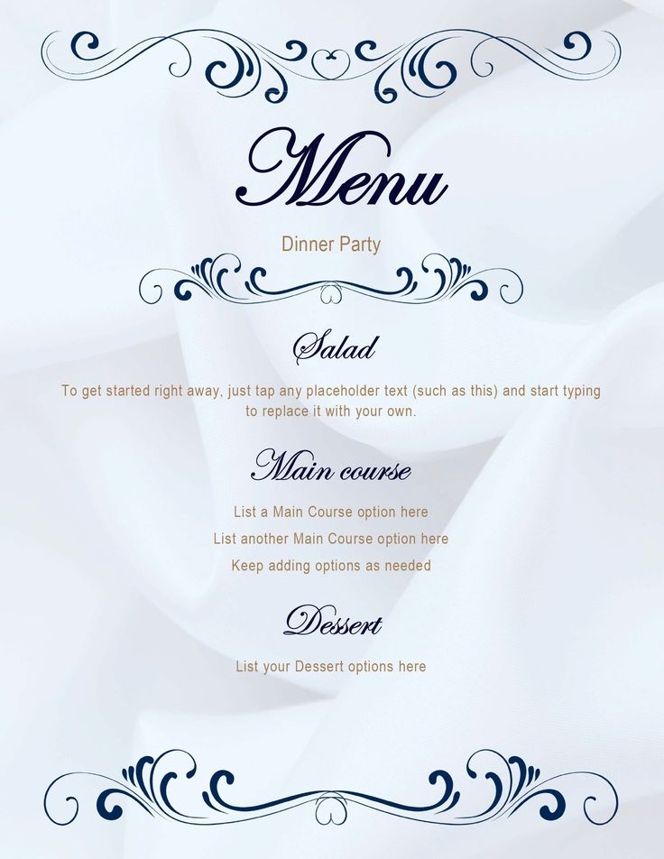 Free Printable Menu Cards Templates Joe J Laliberte
