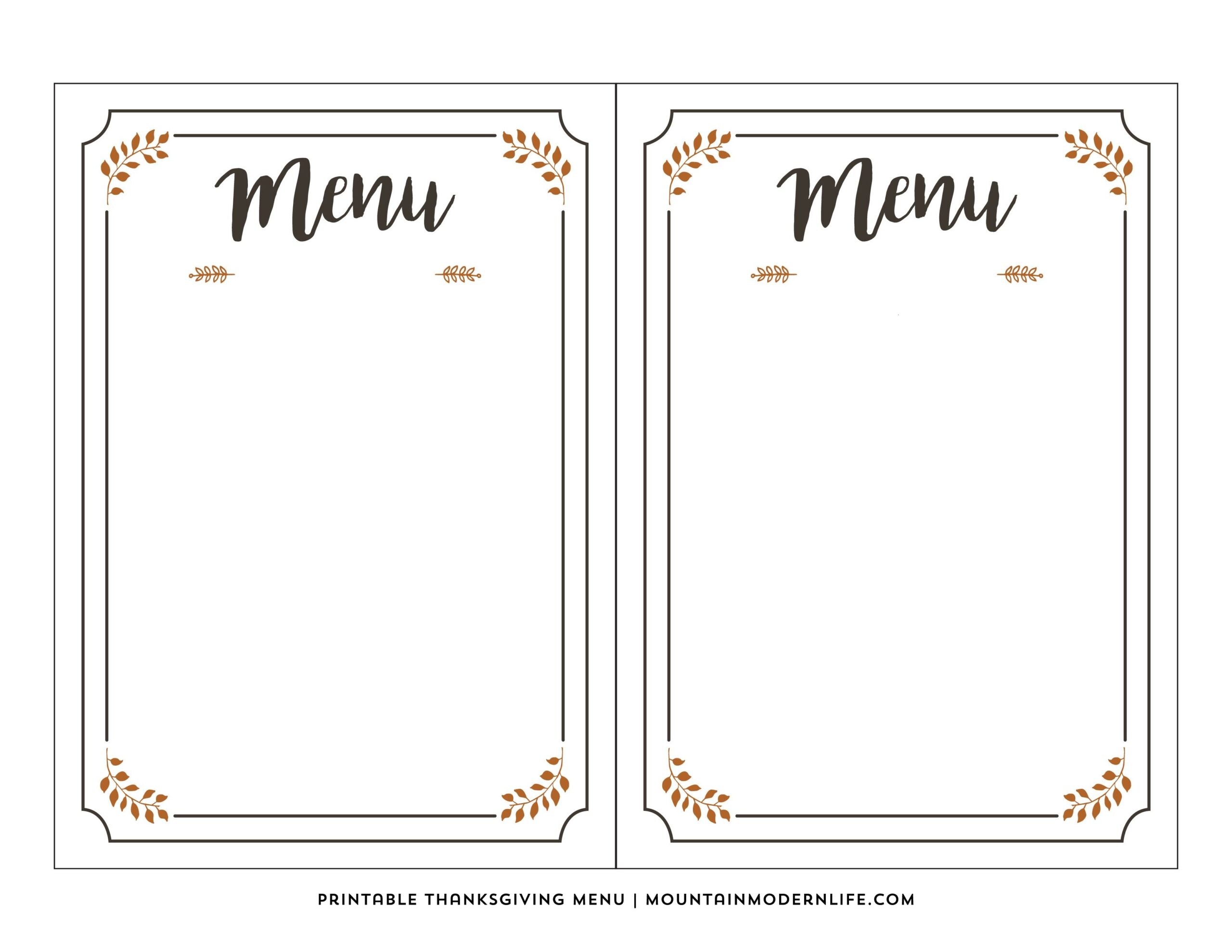 printable menu cards templates