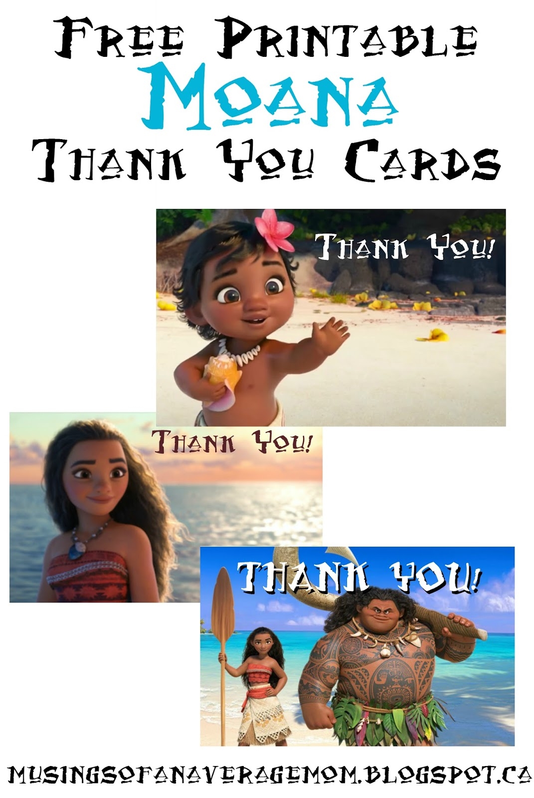 printable moana thank you cards