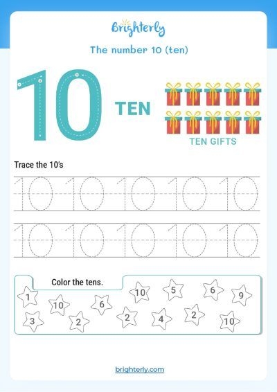 Free Printable Number 10 Ten Worksheets For Kids PDFs Brighterly 