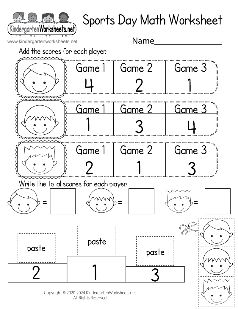 Free Printable Olympics Math Worksheet For Kindergarten