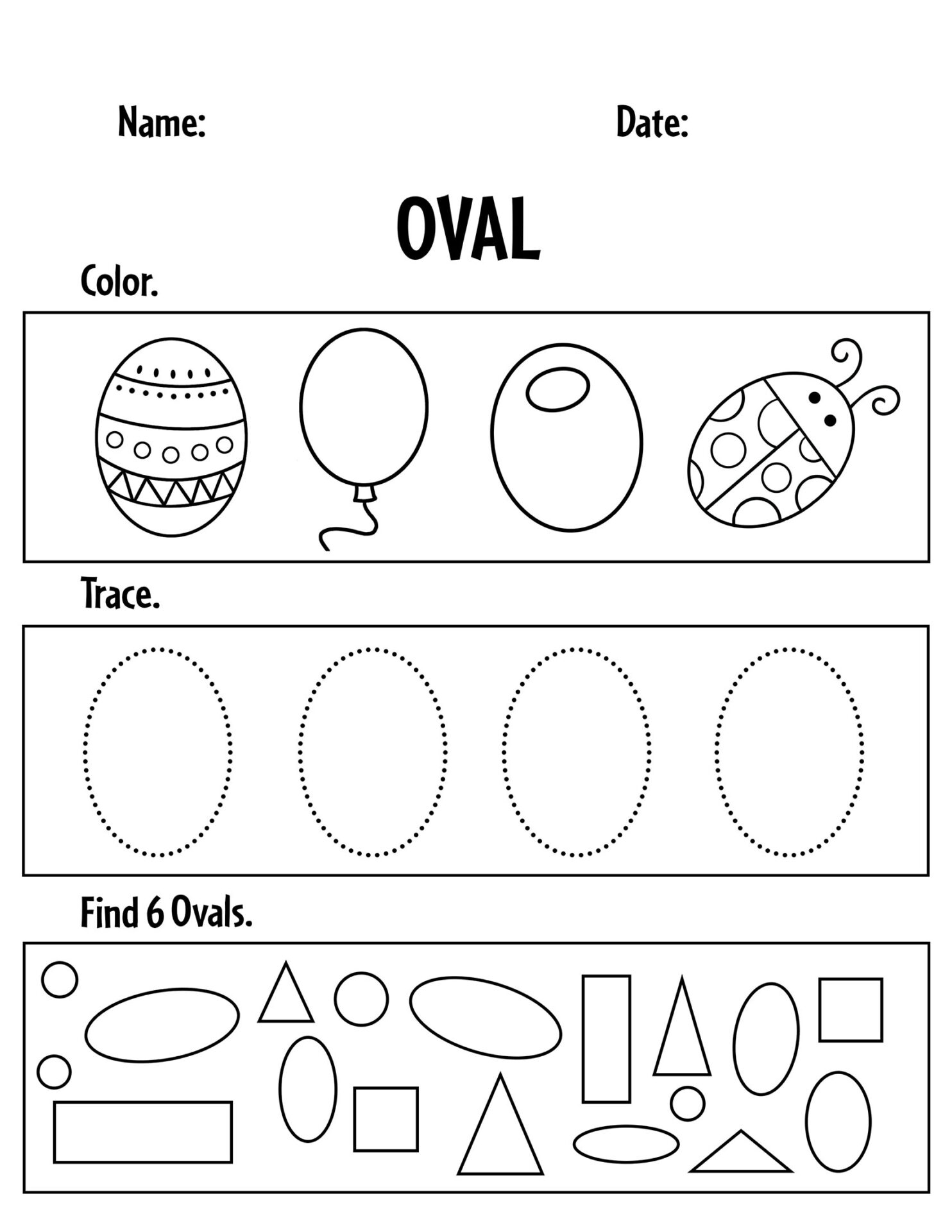 Free Printable Pdf Oval Shape Worksheet For Preschool Vrogue co