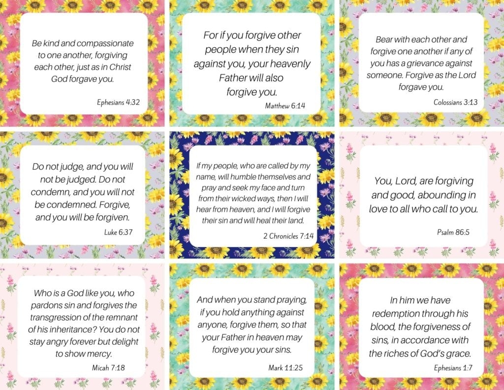 Free printable scripture cards forgiveness set 11 pic