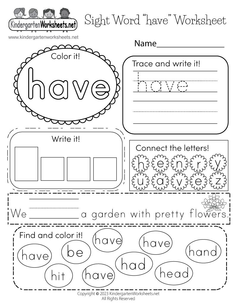 sight word the worksheet free