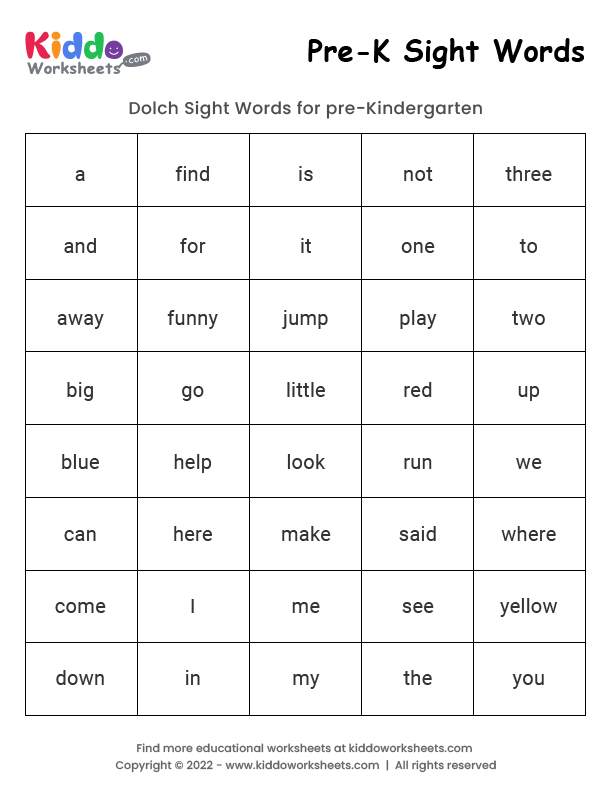worksheets pre k
