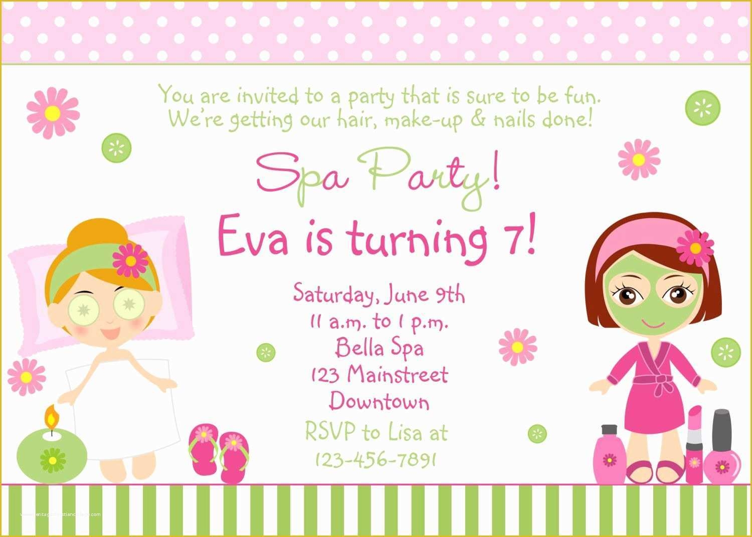 downloadable free printable spa party invitations templates