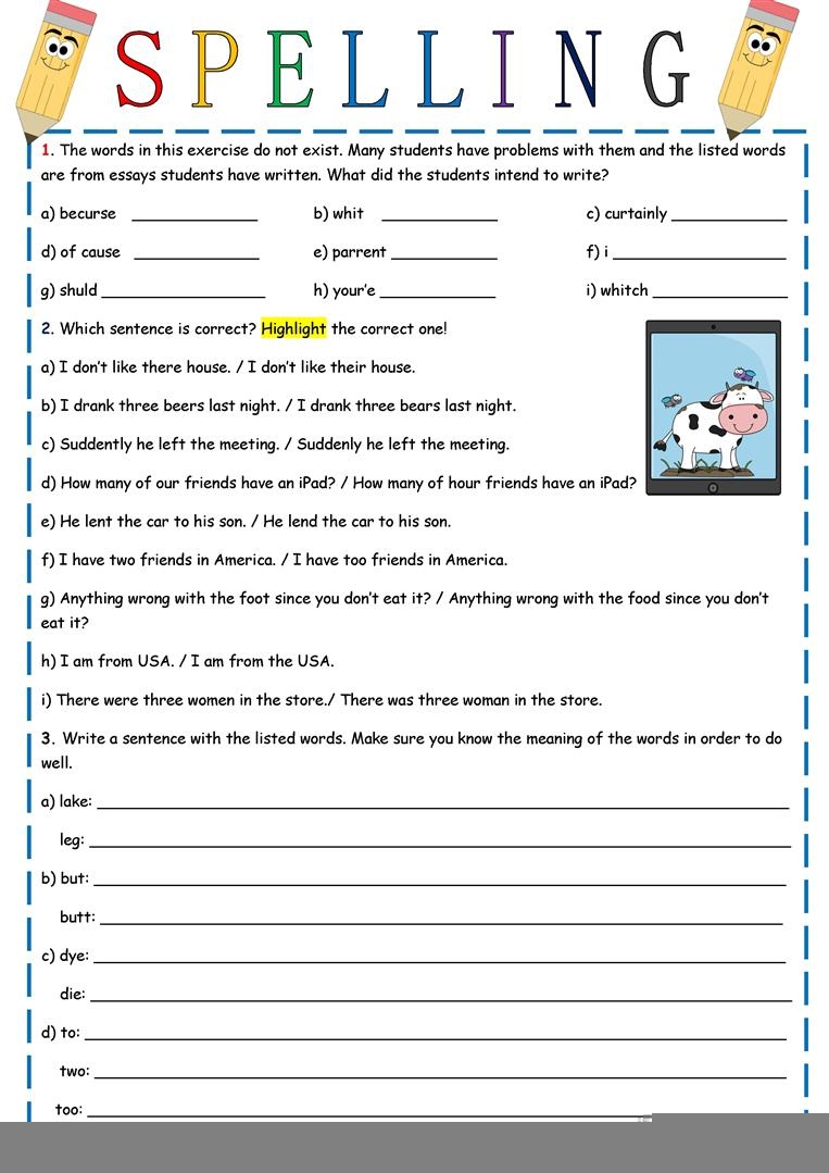 Free Printable Spelling Worksheets Printable Worksheets