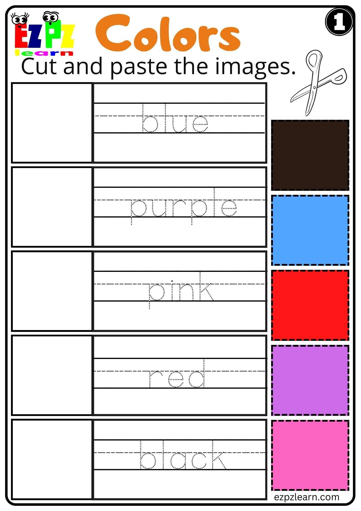 color cut and paste worksheets