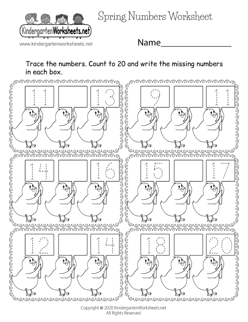 Free Printable Spring Numbers Worksheet For Kindergarten