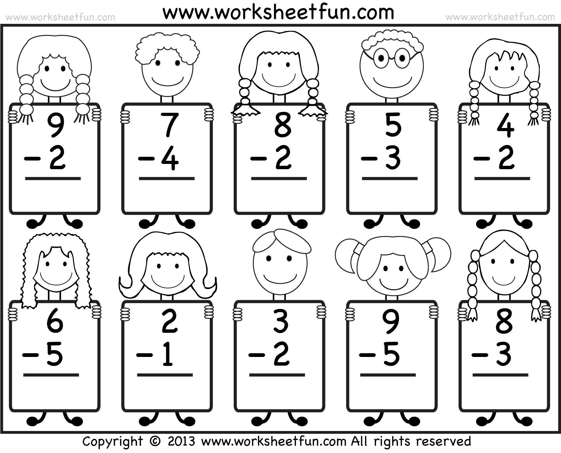 free printable addition and subtraction worksheet for kindergarten