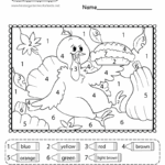 Free Printable Thanksgiving Color By Number Worksheet