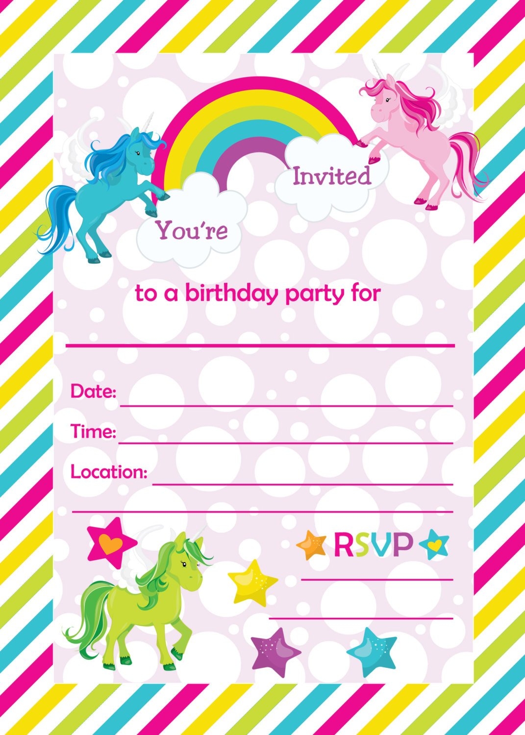 editable unicorn invitation template