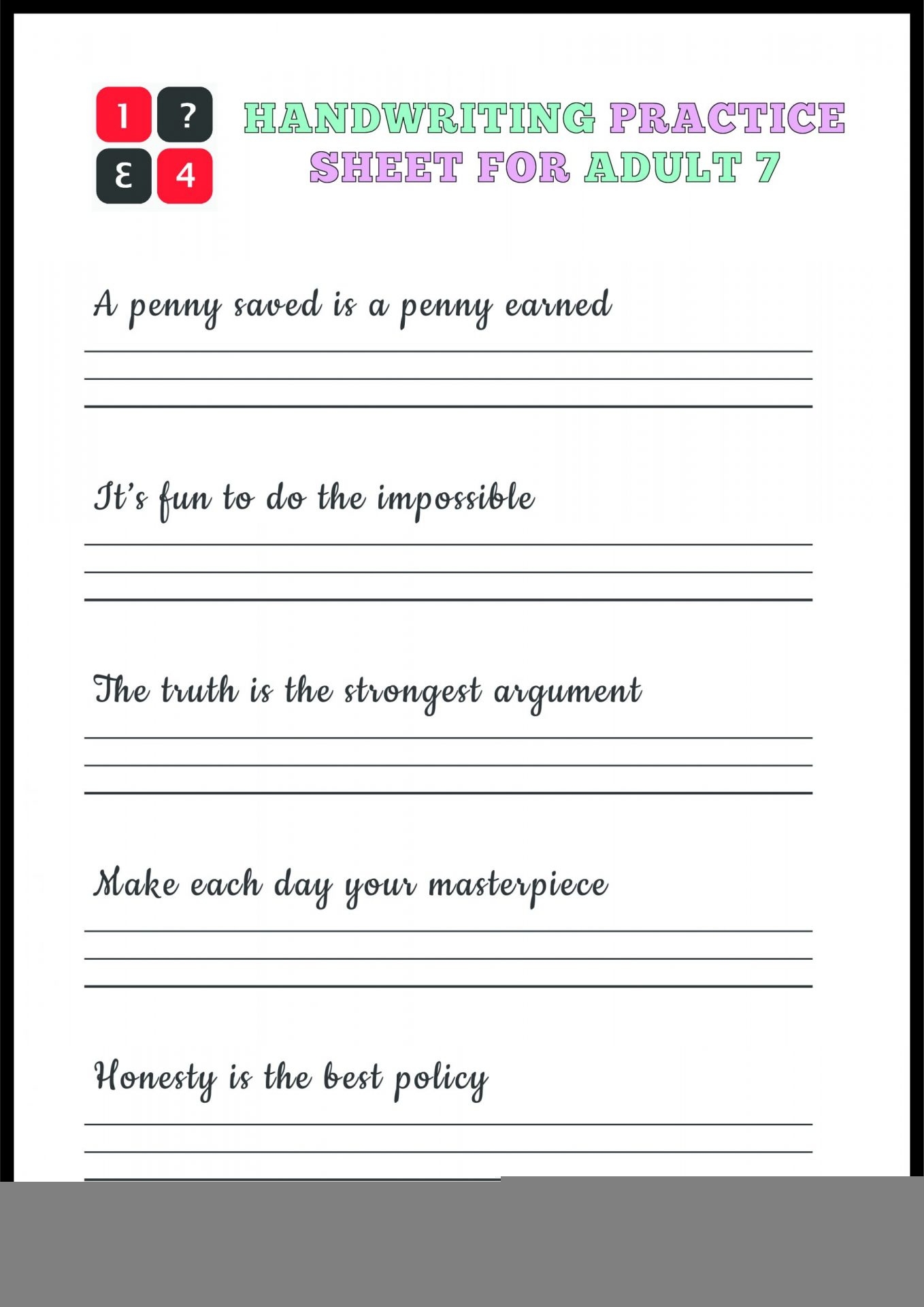 worksheets for adults