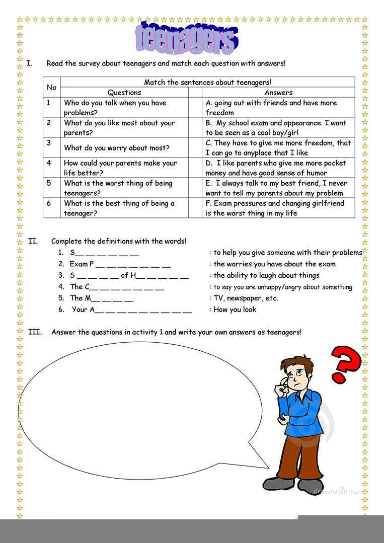worksheets for teens