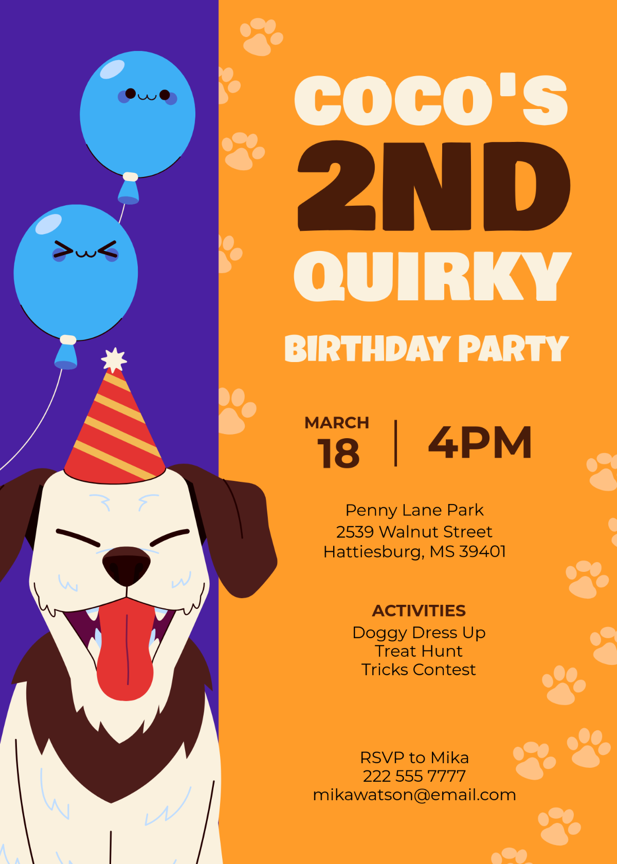 Free Quirky Dog Birthday Invitation Template Edit Online Download