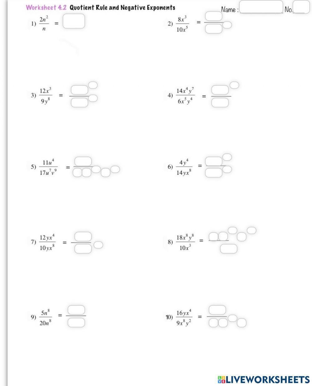 negative powers worksheet
