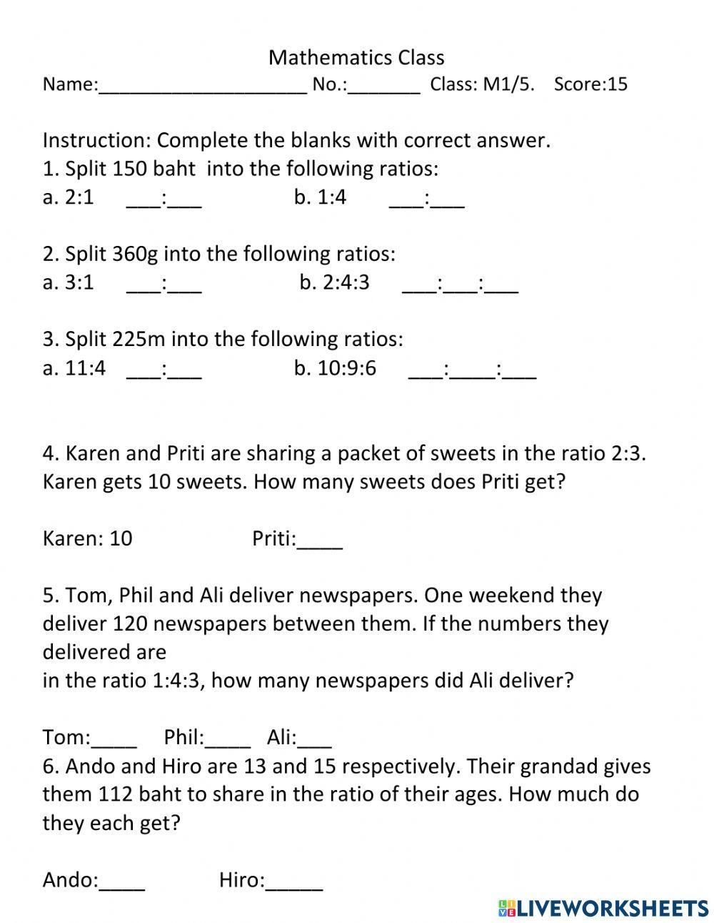 Free Ratio Worksheet 6th Grade Pdf Download Free Ratio Worksheet 6th 