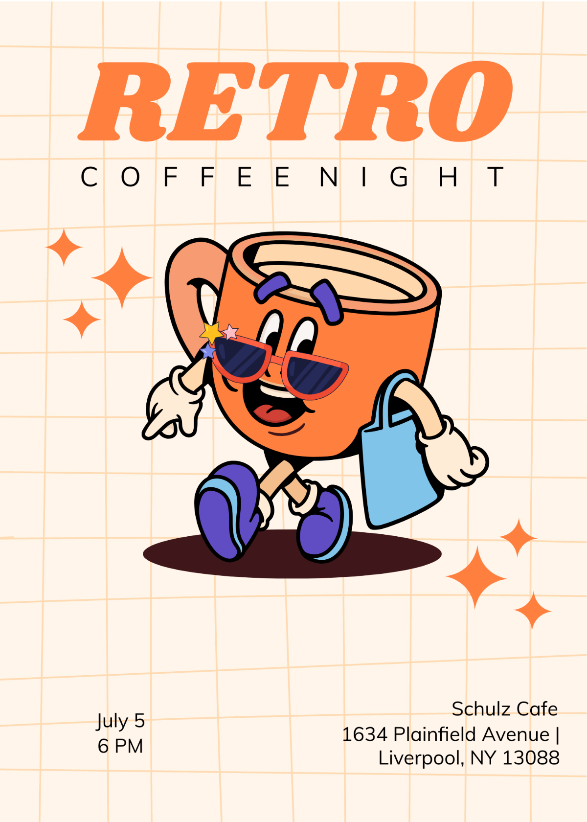 Free Retro Coffee Invitation Template To Edit Online