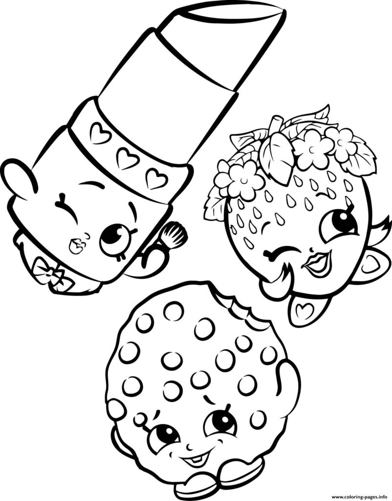 Free Shopkins Strawberry Lipstick Cookie Coloring Pages Printable