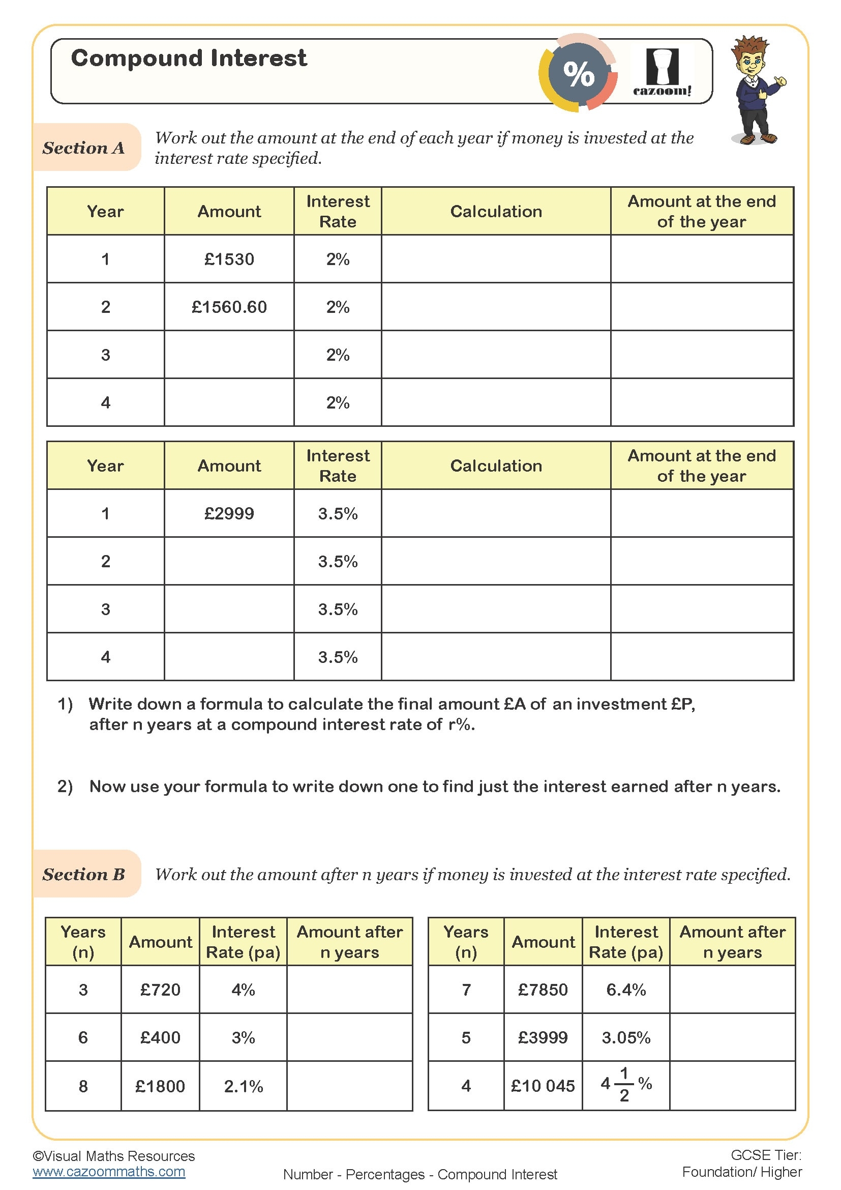 simple and compound interest worksheet