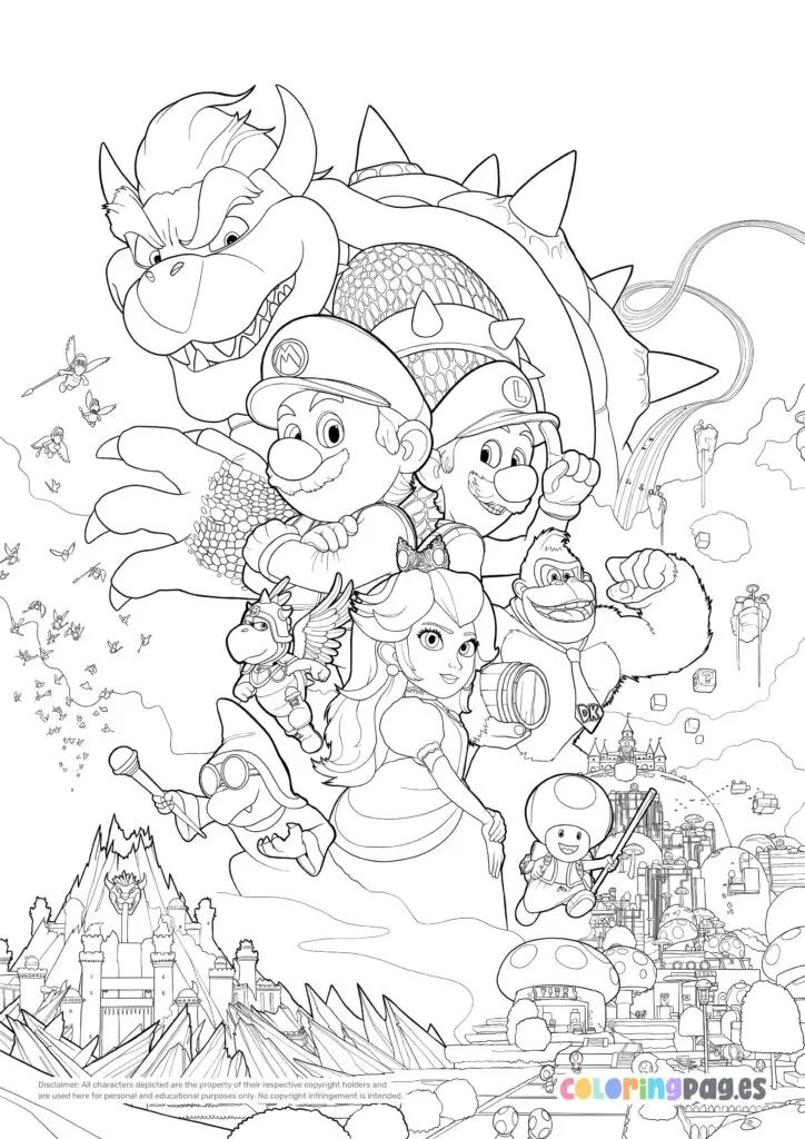 Free Super Mario Bros Movie Poster Coloring Page